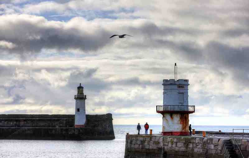 Old lighthouse on Cumbria coastal town